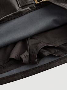 Aloruh Women's Fashion Polka Dot Decor Bodycon Skirt - Brown - View 3