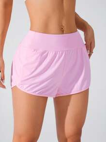 SHEIN Sports 宽松防闪光运动短裤，适合跑步、健身、瑜伽 - 粉色 - 查看 1