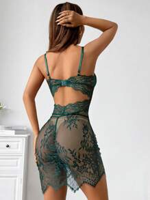 2 件套蕾丝无线内衣裙套装 - 女士外出吊带背心和丁字裤