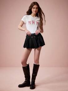 Enchnt 女士休闲简约风格裙子，适合日常穿着 - 黑色 - 查看 5