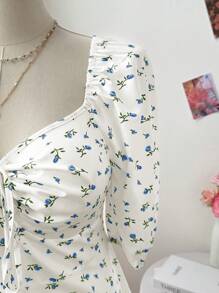 Flirla Plus Size Sweetheart Collar Tie-Front Elegant Cute Casual Dress For Date, Party