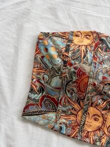 Soleia 女士彩色复古太阳印花短款吊带背心，非常适合度假 - 彩色 - 查看 3