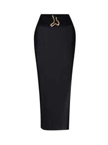 Swim Oasis 加大码女式 2 件套 Oasis 黑色镂空衬垫抹胸细肩带泳衣套装，含黑色网眼罩裙，夏季度假高端沙滩装