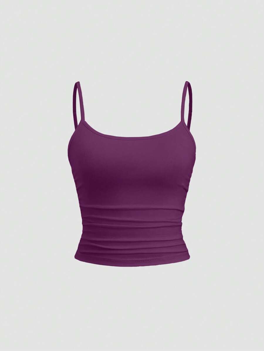 Sweetra 女式修身吊带背心，修身款，分层无袖上衣 Y2K - 紫色 - 查看 1