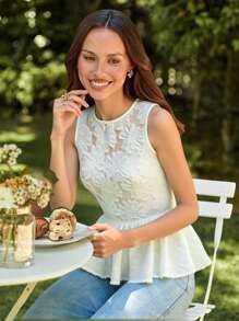 SHEIN VCAY Women's Summer Casual Solid Color Cutout Ruffle Hem Backless Tank Top,Music Festival,Streetwear,Tropical,Wedding Guest Top Women,Birthday Top For Women,Graduation Top,Concert Women,Beach