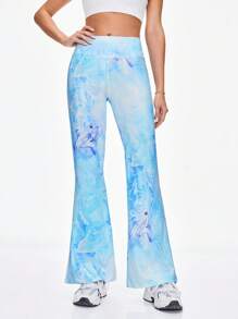 Easithlete Jambiere de damă Yoga Sports Dream Blue Marble Print