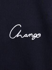 RueChic Men Embriodery Waffle Fabric Regular Short Sleeve T-Shirt Set - Multicolor - View 8