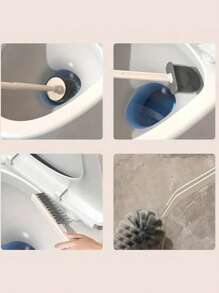 4-Piece Wall-Mounted Toilet Brush Set - No Blind Spot Bathroom Cleaning Tool With Detachable Holder, Light Luxury Bath Accessories For Modern Home (4-In-1 Hygienic Design) Bathroom Decor Summer