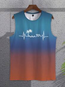 Manfinity RSRT Men's Casual Palm Tree Print Round Neck Tank Top - Multicolor - View 2