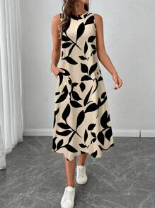 SHEIN LUNE 女士休闲中长款花卉印花连衣裙，适合春夏季 - 彩色 - 查看 3