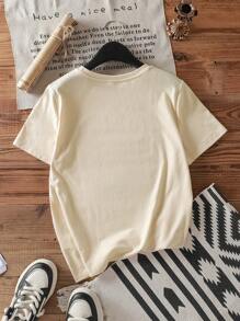 Attitoon Casual Minimalist Dachshund Print Round Neck Loose Short Sleeve T-Shirt For Women, Suitable For Summer