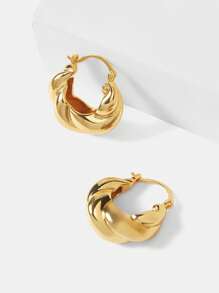 MOTF PREMIUM 18K GOLD PLATED VINTAGE FRENCH OX HORN HOOP EARRINGS