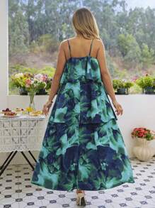 KURAYIA Vestido de mujer de verano elegante con estampado floral de tie-dye con corte holgado, tallas grandes