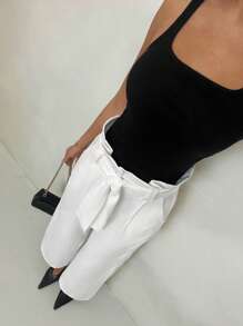 Glamine Glamine High Waist Belted Casual Vacation Minimalist Solid Color Women Loose Straight Pants,Spring/Summer, Easter,Graduation Outfit,Summer Clothes,Spring Outfits For Women,Country Concert Outfit,Club Outfits Women Sexy,Vacation Outfits Women Women Clothing Pants Women Pants Wide Leg