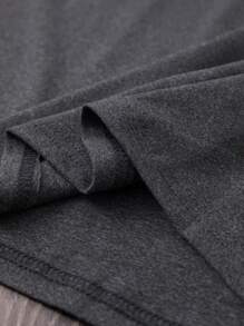 INAWLY Plus Size Casual Summer Letter Print Short Sleeve T-Shirt - Black - View 3