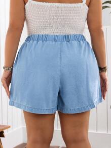 EMERY ROSE Plus Size Women Casual Denim Soft And Sexy Shorts For Summer