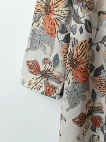 Rusticease 女式花卉印花长袖衬衫和裤子两件套休闲度假套装