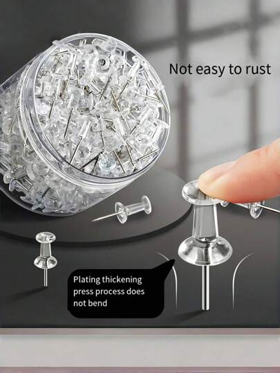 1 Bucket 150 Bags , High Quality Clear Plastic Head, High Quality Color Head, High Quality Steel Head, High Quality Thumb Pin, For Wall Corkboard Map Calendar Photo - Home Office Craft Project Heavy Duty Head Pin