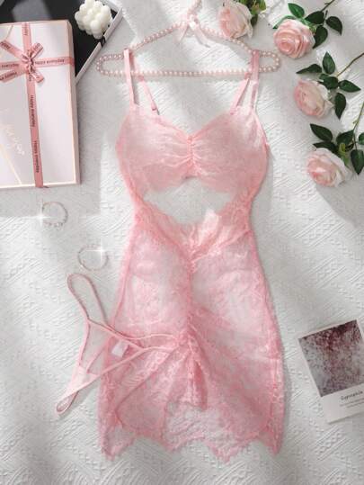 Women Kanten Wireless Lingerie Set: Nightdress String Going Out view 3