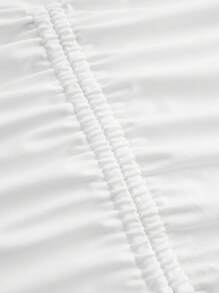 Comfortcana Women Plus Size Plain Side Drawstring Waist Casual Pencil Skirt - White - View 4