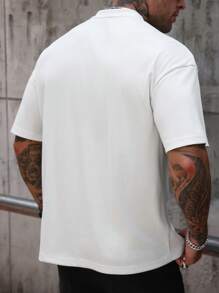 Manfinity Homme 男士休闲短袖纯色 Polo 衫，前拉链，夏季