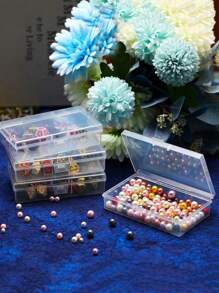 SHEIN 4 piezas Caja de almacenamiento de plástico transparente para piezas, componentes electrónicos, anzuelos de pesca, accesorios de pesca, joyas, muestras y juguetes