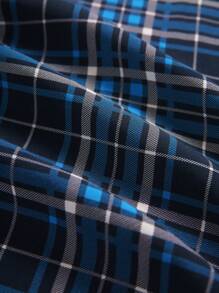 EverLounge Men's Plaid Short Sleeve And Pants Home Wear Set - Blue - View 3