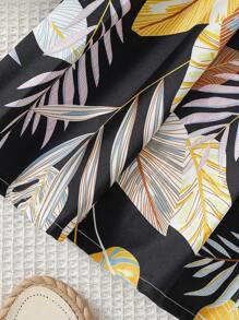 SHEIN 2 件套 Tween Girls 休闲度假图案印花背心和裙子套装