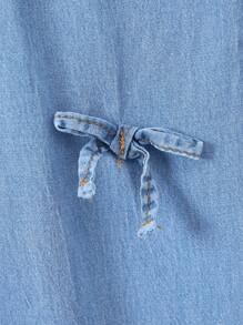 SHEIN Young Girl Y2K Vintage Blue Denim Bow Decor Loose Wide Leg Pants, Girl Fall Denim Jeans,Fall Back To School Cute - Baby Blue - View 4