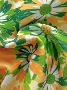 SHEIN Swim Women Ditsy Floral Tie Knot Halter High Cut Sexy Spaghetti Strap Bikini Set, Summer Beachwear