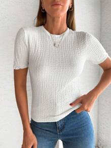 RueChic Top casual a girocollo con texture rotonda