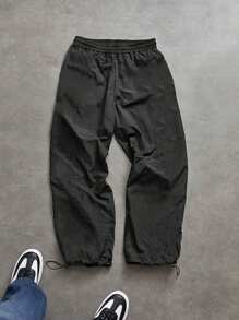 Manfinity Sport Corelite Pantalones deportivos de hombre con estampado de eslogan y dobladillo con cordón