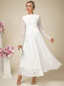 SHEIN 孕妇优雅纯色蕾丝长裙、婚纱