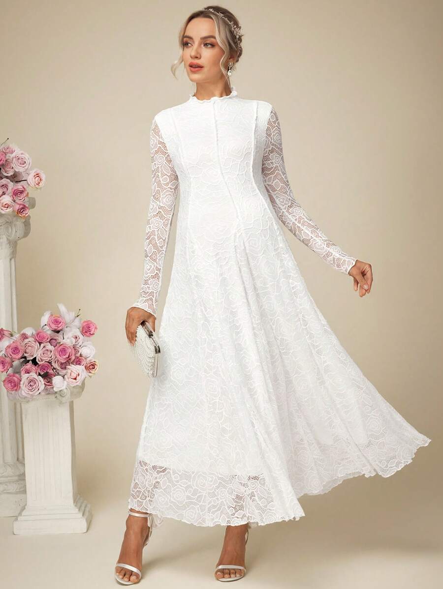 SHEIN 孕妇优雅纯色蕾丝长裙、婚纱