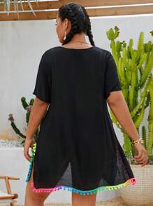 Swim Lushoire Coprire in pizzo floreale con scollo a V e orlo sfumato, sexy e casual, adatto come copricostume da spiaggia, taglie forti