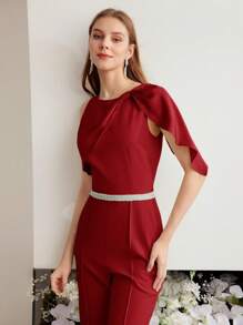 MOTF PREMIUM TWIST PINTUCK JUMPSUITS - Red - View 4