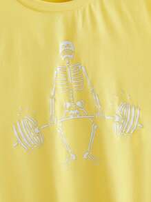 Manfinity LEGND Camiseta de tirantes casual de hombre con estampado de calavera, para verano