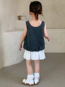 DAZY Set de 2 piezas con chaleco sin mangas de mezclilla + falda para niñas (niñas pequeñas), para verano