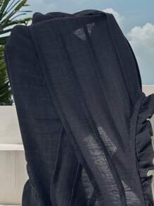 Celure Plus Size Women's Loose Fit Round Neck Ruffle Sleeve Striped Work Casual Dress