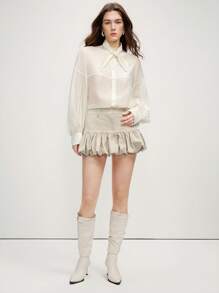 Arave Blusa blanca minimalista y elegante con diseño de lazo francés, para la temporada de primavera, de estilo único