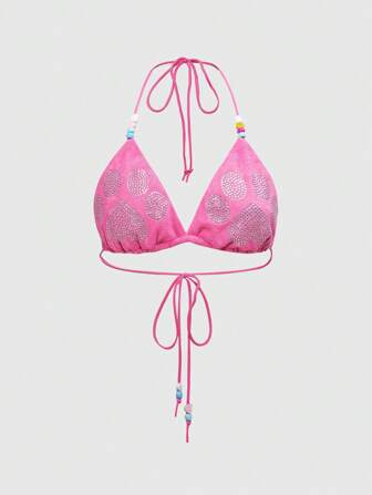 Kawaii Y2K süßer Katzenpfoten Kristall Nieten Schnürung Perlen Trägertop