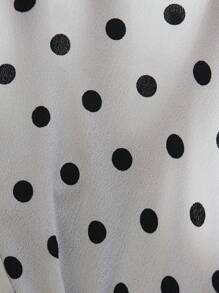 SHEIN Clasi Women's Polka Dot Print Ruffle Tie Detail Shirt - Black and White - View 6