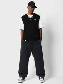 SUMWON Athletic Sweatpants Winter Casual Fleece Jogger Pants Side Pockets Drawstring Waist Elastic Cuffs Loungewear Workout Training Gym Athleisure Streetwear Baggy Fit - Black - View 3