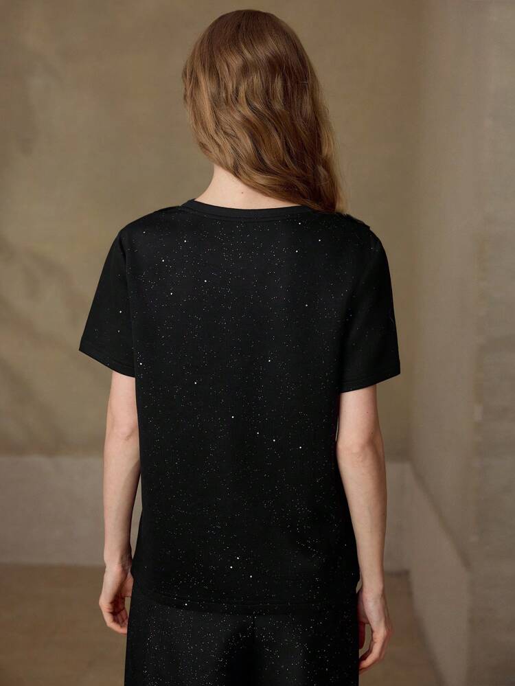 3D FLORAL DESIGN SHORT SLEEVE T-SHIRT