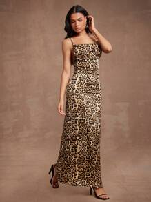 Hauture Robe maxi de vacances élégante et sexy en satin sans manches à fines bretelles avec fente haute, tenues d'été pour femmes