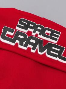 SHEIN 2pcs Teen Boys Black Print Fashion Short Sleeve T-Shirt And Khaki Print Casual Long Pants Set - Red - View 5