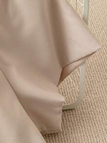 SHEIN Clasi Women's Casual Apricot Ruched Round Neck Short Sleeve Blouse - Apricot - View 4