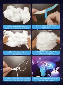 Teckwe 臥室雲朵 LED 燈，多色創意夜燈套件，App 音樂同步，最酷的臥室天花板裝飾，適合成人與兒童的現代家居裝飾 - 白色 - 查看 10