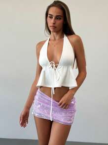 Aloruh Music Festival Sparkle Lowrise Pink Mini Women Shorts, Versatile Streetwear New Years - Mauve Purple - View 4