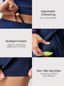 GLOWMODE 3" VitalSwift Quick-Dry Set The Pace High Slit Adjustable Drawstring Waist Shorts With Built-In Shorts Side Pockets Non-Slip Grips Medium Impact Running Jogging Training Gym Workout